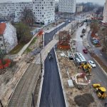 zdjęcie z drona przedstawiające ulicę Banacha w stronę Grójeckiej